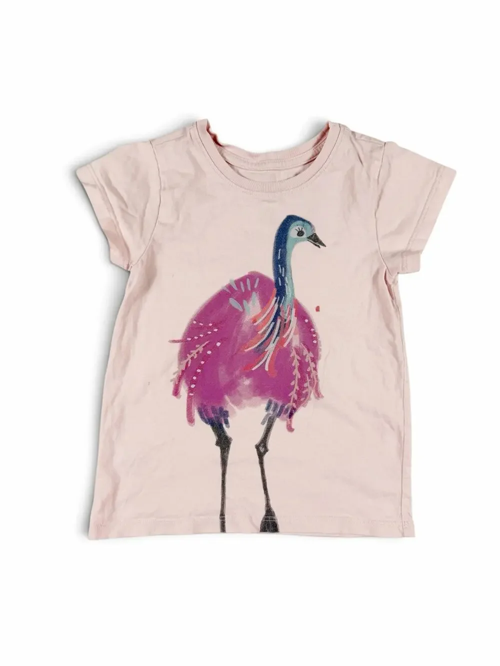Tea Collection Emu Haiku Graphic Tee Pink Short Sleeve Shirt Size 4